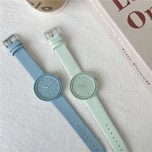 Macaron style silicone student watch with clean round dial for casual daily wear and exams.