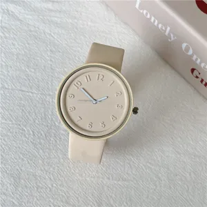 Minimalist silicone watch macaron color casual wristwatch with clear numbers for daily wear.