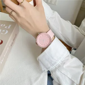 Macaron pink silicone student watch minimalist quartz watch casual daily wear stylish timepiece