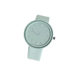 Macaron minimalist silicone watch for students, fresh light green design with clear numbers.