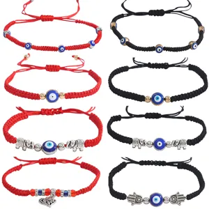 Ensemble de bracelets en corde tressée œil bleu turc, bijoux porte-bonheur réglables pour femmes.