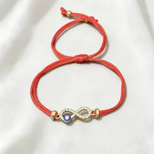Bracelet fil rouge mauvais œil avec charme infini en cristal bijoux ajustables.