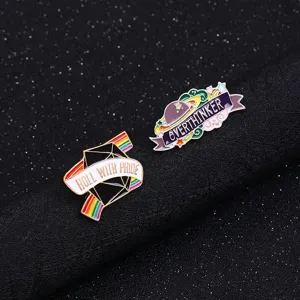 Creatieve emaille speld legering broche set met tekst voor kleding tas accessoire