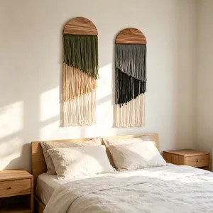 Boho woven wall hanging tapestry, handmade multi-layer tassel wall decor for living room.