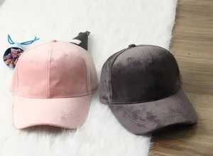 Casquette de baseball en velours femme automne hiver unie bord incurvé chapeau