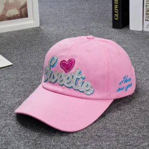 Women's Casual Cotton Baseball Hat Letter Sequin Embroidery Adjustable Sun Protection Outdoor Sports Dad Hat