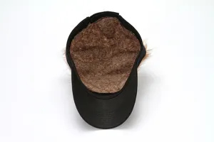 Black wig baseball cap with long synthetic hair, casual fashion hair extension hat for women.