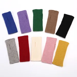 Damen einfarbige gestrickte fingerlose Handschuhe warme Armstulpen Winter Alltag.