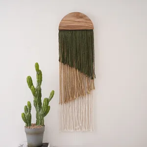 Bohemian multi-layer tassel wall hanging tapestry detail, modern minimalist home decor.