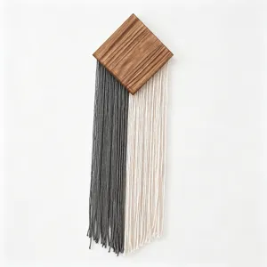 Tapisserie pompon en bois diamant, décoration murale en corde de coton bohème faite à la main.