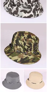 Cotton bucket hat for men and women, outdoor sun protection camo and solid color casual cap.