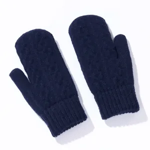 Guanti in maglia foderati spessi per inverno freddo, guanti caldi in tinta unita.