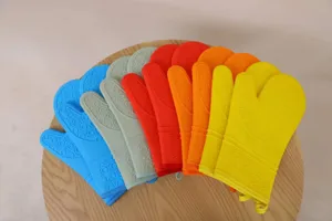 Silicone oven mitts heat resistant thick baking gloves for kitchen cooking microwave