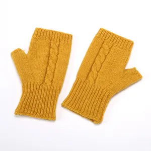 Knitted fingerless gloves for women and men, warm winter arm warmers and knit sleeves.