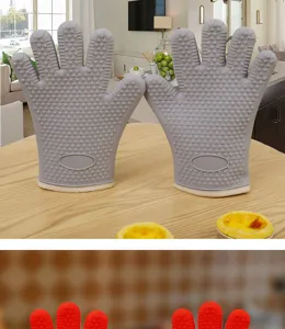 Guantes de horno de silicona resistentes al calor cocina coccion mitones antiqueremaduras