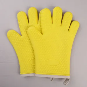 Guantes de horno de silicona amarilla guantes de cocina resistentes al calor para 1 par