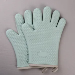 Guantes de horno de silicona resistentes al calor detalle cinco dedos con textura de corazón