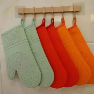 Silicone Heat Resistant Oven Mitts Thickened Non-Slip Baking Microwave Gloves Kitchen Cooking Accessories