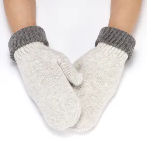 Women winter warm knit fleece-lined mittens soft thick cozy hand protection gloves