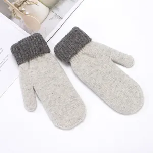 Women winter thick warm knit mittens cute fleece lined solid color mittens for cold weather