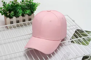 Plain pink cotton baseball cap for outdoor sun protection, casual breathable summer hat.