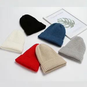 Winter Warm Knit Beanie Hat For Women Men Solid Color Thickened Pull-On Skully Cap Casual Outdoor Cold Weather Acrylic Beanie