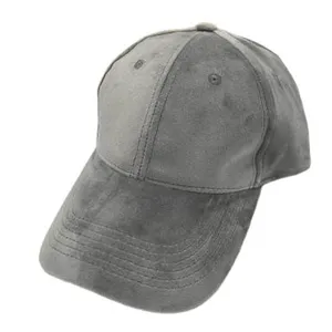 Casquette de baseball en velours gris uni pour femmes, automne hiver visière courbée.
