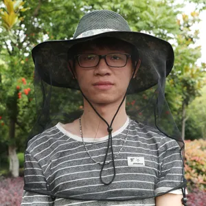 Outdoor sun hat with mosquito net, waterproof UV protection fishing cap for men outdoor use.
