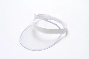 Klares Plastik-Sonnendach im Detail mit transparentem PVC-Schild und weißem Gummiband.