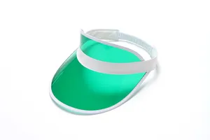 Grüner transparenter PVC-Sonnenvisierhut mit weißem Rand für den perfekten Sommerschutz.