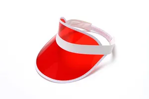 Klarer roter PVC Sonnenschirm mit weißem Gummizug, idealer UV Schutz für den Sommer.