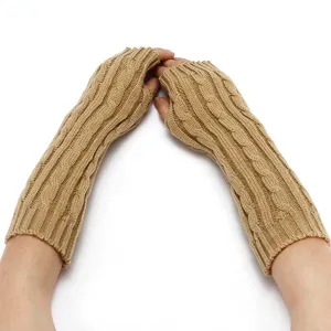 Gants longs en tricot sans doigts chauds manchons de bras pour femmes et hommes en hiver