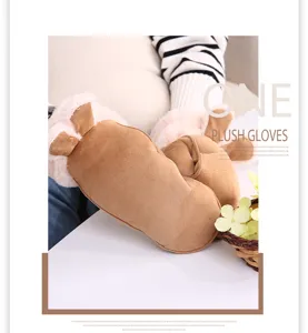 Women winter warm plush gloves with cute rabbit ears thick soft suede mittens for cold weather