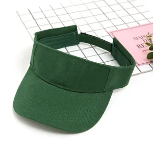 Dark green cotton empty top sun visor hat, breathable outdoor sports baseball cap for summer.