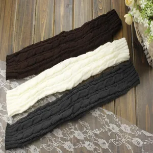 Winter knitted arm warmers solid color cable knit long fingerless gloves warm sleeves 3pcs
