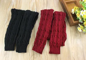 Cable knit long fingerless gloves arm warmers in black and red, soft winter thermal sleeves.