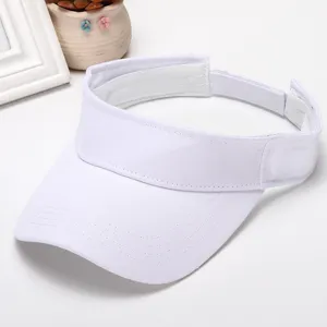 Women's white cotton empty top sun visor hat, breathable outdoor sports casual baseball cap.