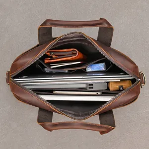 Borsa Per Portatile Uomo In Vera Pelle Vintage Business Grande Capacita Borsa Da Lavoro