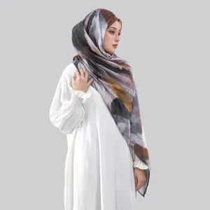 Women Fashion Rayon Scarf Ethnic Style Digital Print Long Shawl Versatile Minimalist Sunscreen Scarf For Daily Wear