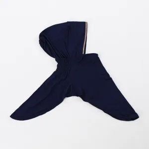 Dark blue cotton rhinestone hijab scarf casual muslim head wrap fashion ethnic shawl