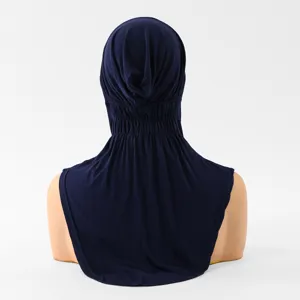 Solid color elastic mercerized cotton hijab shawl for women, comfortable loose casual wear.