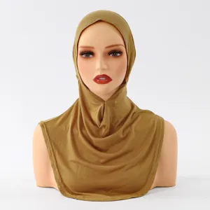 Mercerized cotton rhinestone hijab solid color elastic Muslim headscarf stylish fashion wrap