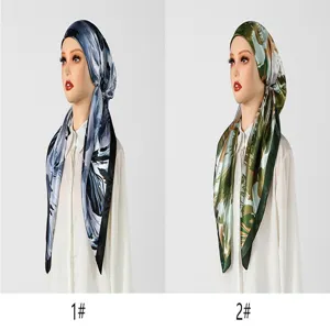 Satin printed turban cap detail, versatile and elegant head wrap for women, stylish design.