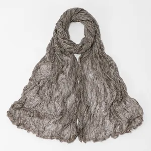 Soft breathable crinkle hijab scarf with stylish striped print and delicate lettuce edges.
