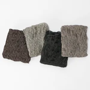Detailed view of elastic bubble wrinkle printed long scarves showcasing texture and color options.