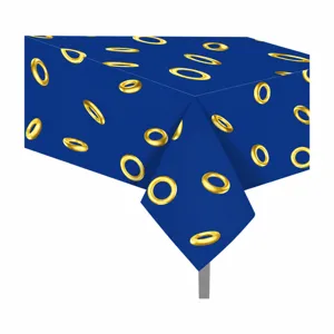 Einweg blaue Tischdecke mit goldenen Ringen, 130x220cm wasserdichte Tischabdeckung für Geburtstag.