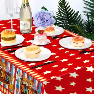 Mantel desechable de PE tema circo carnaval para decoracion de fiesta, impermeable 130x220cm