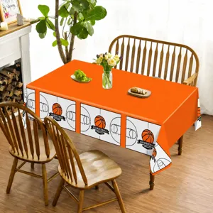Basketball themed party tablecloth, orange and white PE plastic table cover for birthday.