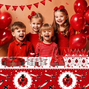 Tovaglia usa e getta per festa di compleanno coccinella e set stoviglie 130x220cm insetto