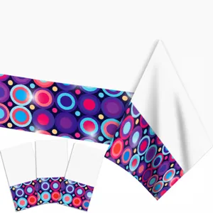 Disco Feest Tafelkleed Wegwerp Plastic Tafeldekking Kleurrijk Geometrisch Cirkels Patroon Voor Verjaardag Feest Decoratie